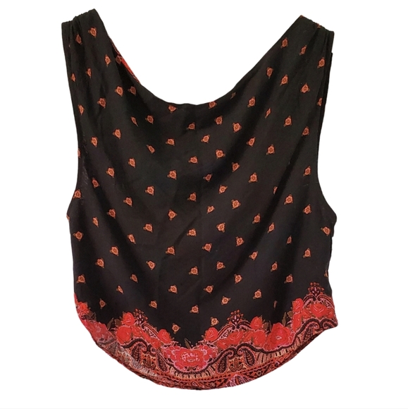 Free People Silas Casual Cowl Neck  Floral Printed Tank Sleeveless Black Combo S - Picture 4 of 6